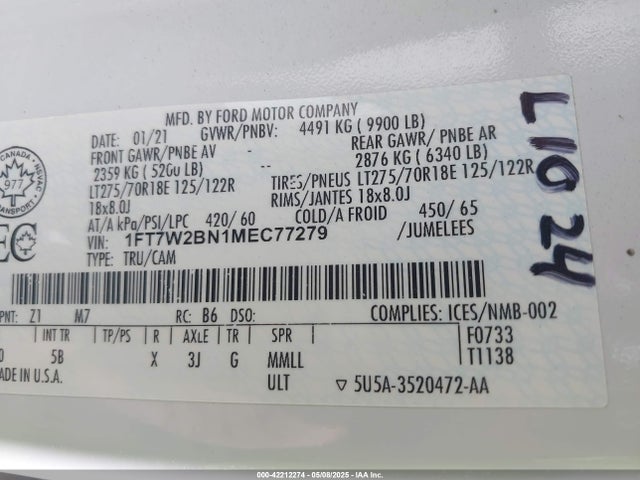1FT7W2BN1MEC77279 Ford F-250 Lariat