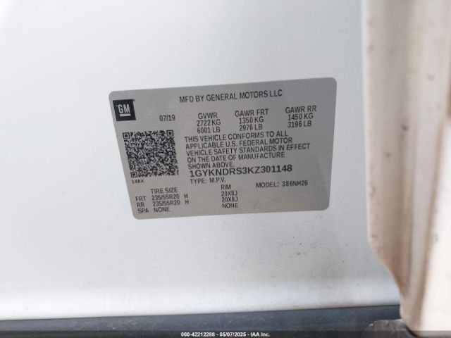 2019 CADILLAC XT5 1GYKNDRS3KZ301148 Photo 8