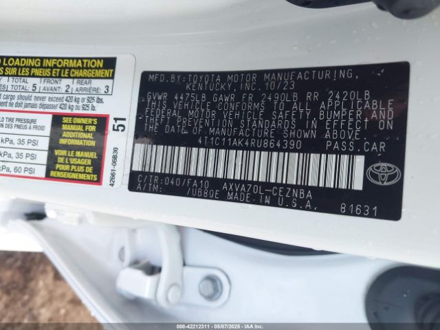 4T1C11AK4RU864390 Toyota CAMRY LE