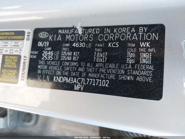 KNDPM3AC7L7717102 KIA Sportage Lx