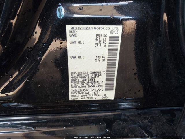 1N4AL3AP5FC577287 Nissan Altima 2.5 Sv