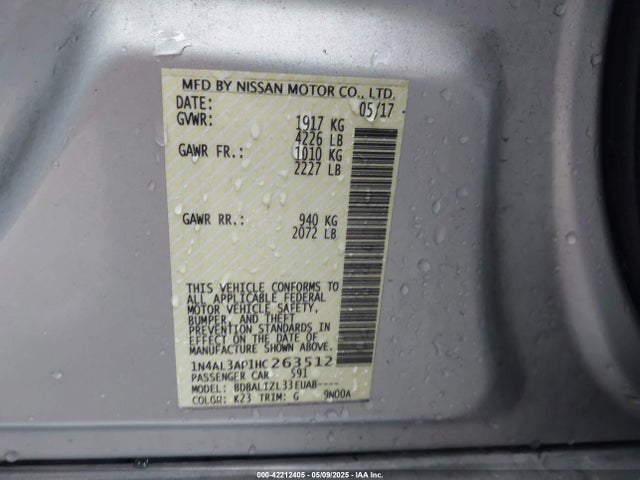 Nissan Altima 2.5 Sv 2017 1N4AL3AP1HC263512 Image 9
