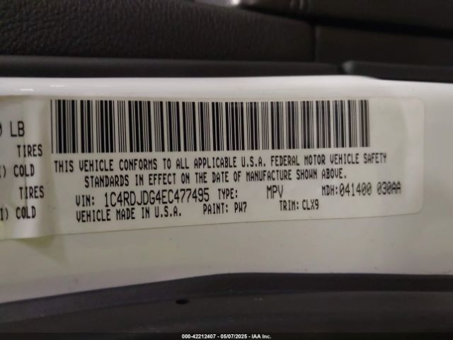 1C4RDJDG4EC477495 Dodge DURANGO LIMITED