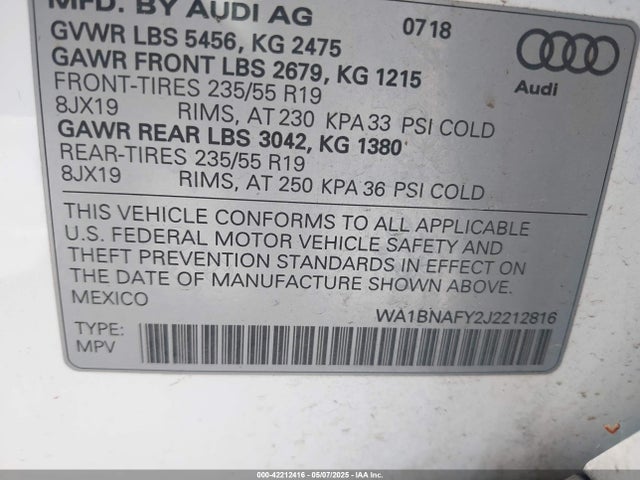 2018 AUDI Q5 WA1BNAFY2J2212816 Photo 8