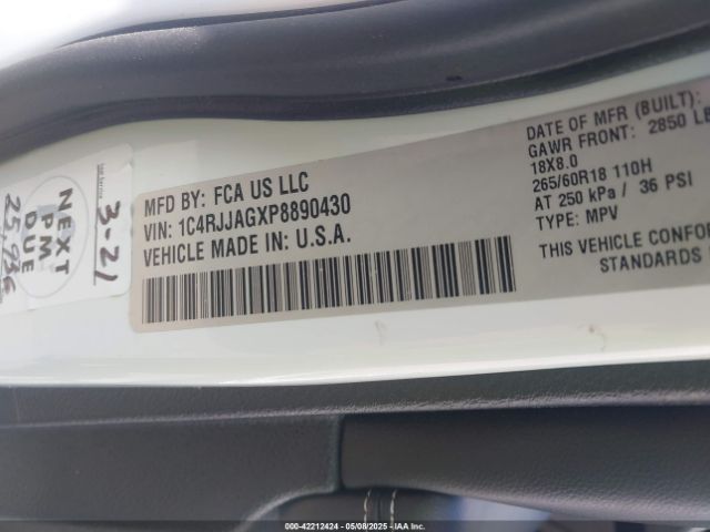 1C4RJJAGXP8890430 Jeep Grand Cherokee L Laredo 4x2
