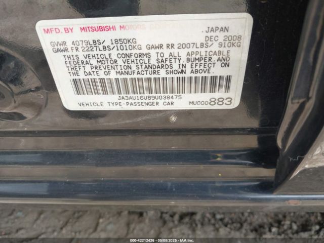 2009 MITSUBISHI LANCER JA3AU16U89U038475 Photo 8