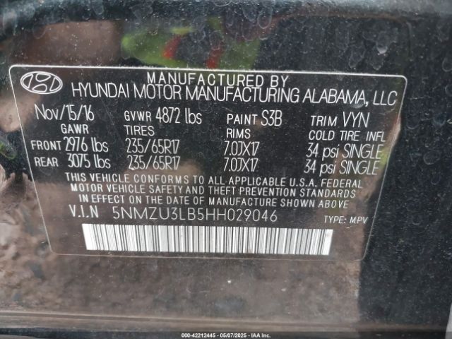 5NMZU3LB5HH029046 Hyundai Santa Fe Sport 2.4l