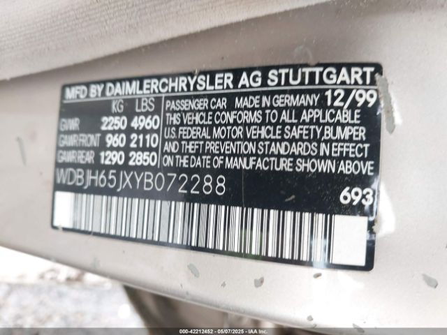 2000 MERCEDES-BENZ E 320 WDBJH65JXYB072288 Photo 8