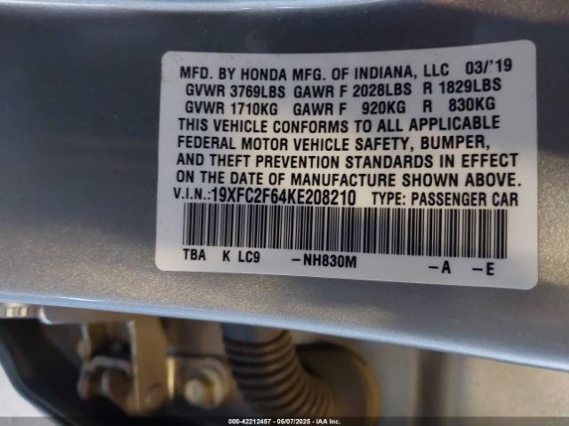 2019 HONDA CIVIC 19XFC2F64KE208210 Photo 8