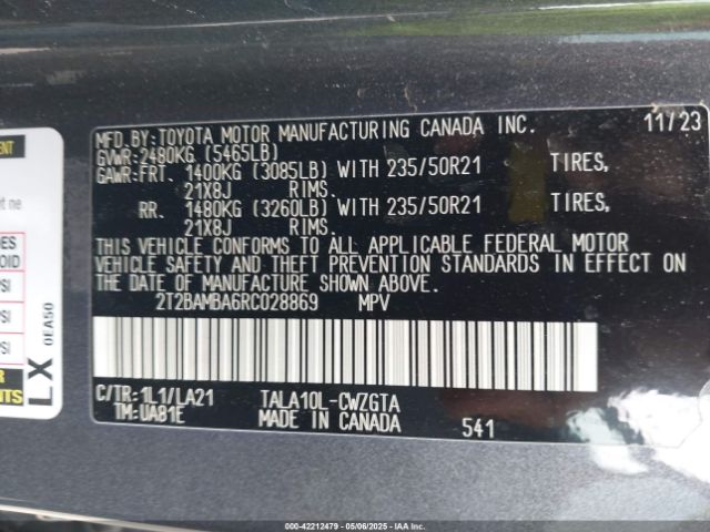 2T2BAMBA6RC028869 Lexus Rx 350 Luxury