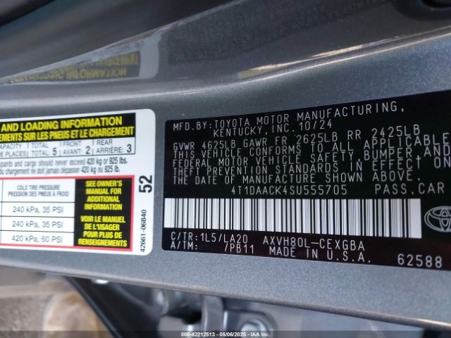 4T1DAACK4SU555705 Toyota CAMRY XLE