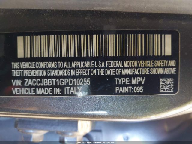 ZACCJBBT1GPD10255 Jeep 2016
