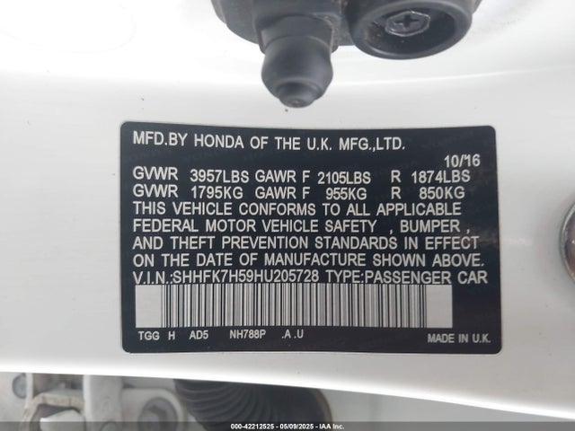 SHHFK7H59HU205728 Honda CIVIC EX