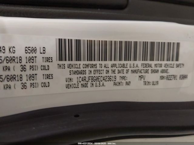 1C4RJFBG0EC423619 Jeep Grand Cherokee Limited