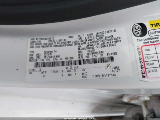 3FADP4EJ5HM117593 Ford FIESTA SE