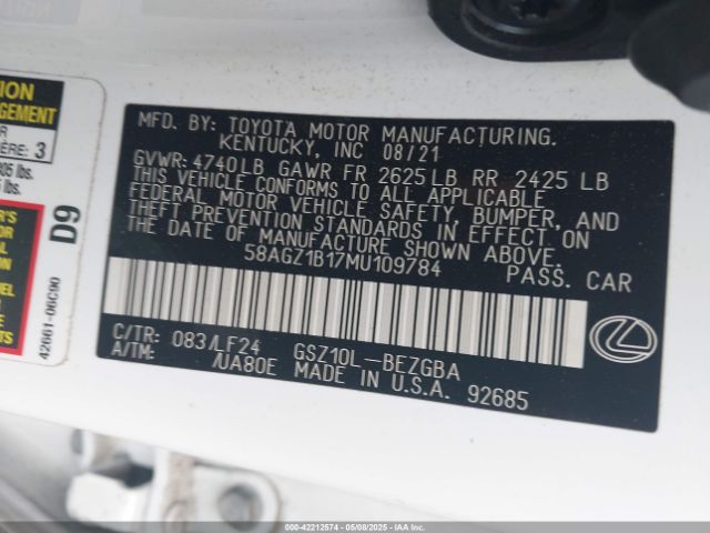 58AGZ1B17MU109784 Lexus Es 350 F Sport