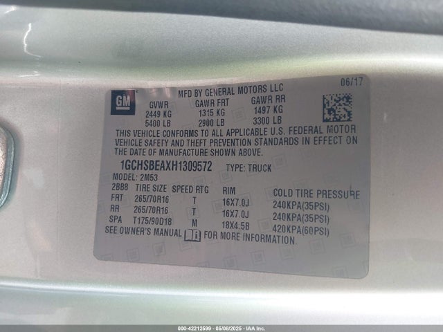 1GCHSBEAXH1309572 Chevrolet lcv - sidi: spark ignited direct injection, vvt: variable valve timing, dcvcp, e85 max, e0-e100, alum