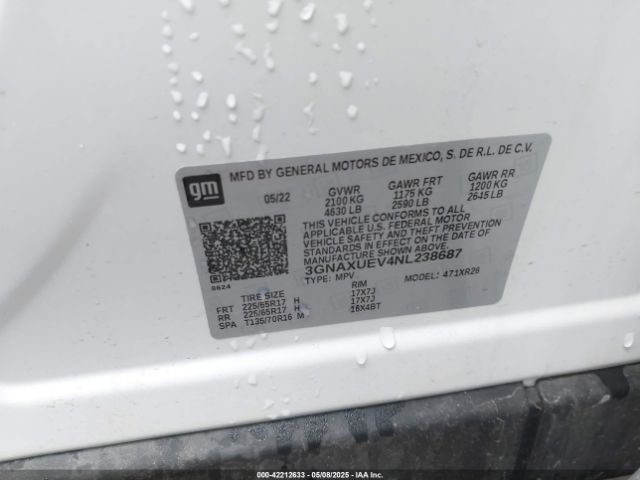 3GNAXUEV4NL238687 Chevrolet Equinox Awd Lt