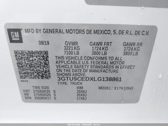 3GTU9CEDXLG138861 GMC Sierra 1500 4wd  Short Box Elevation