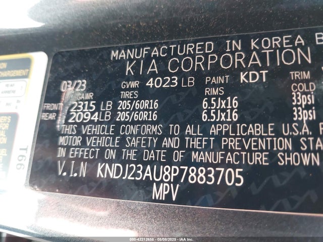 KNDJ23AU8P7883705 KIA SOUL LX