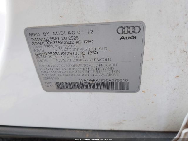 2012 AUDI Q5 WA1WKAFP3CA079610 Photo 8