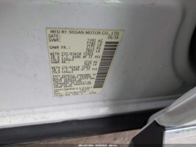 5N1AZ2MH9GN153507 Nissan MURANO SL