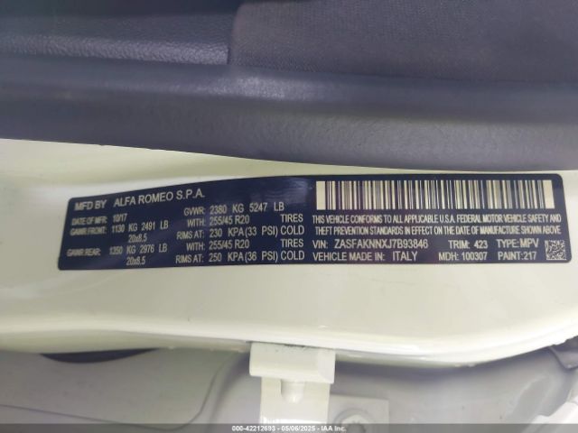 ZASFAKNNXJ7B93846 Alfa Romeo Stelvio Ti Sport Awd