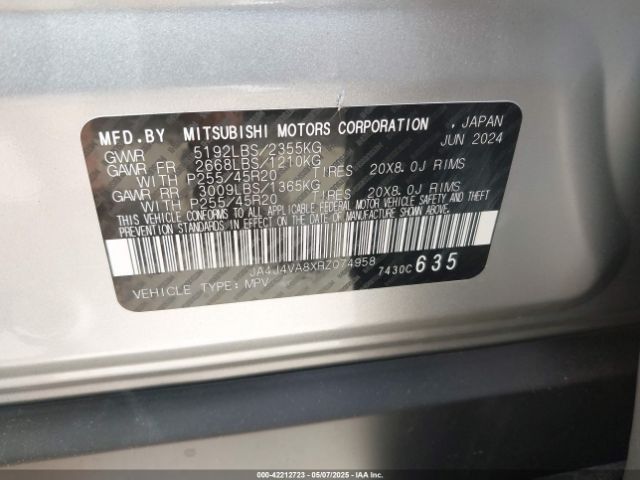 2024 MITSUBISHI OUTLANDER JA4J4VA8XRZ074958 Photo 8
