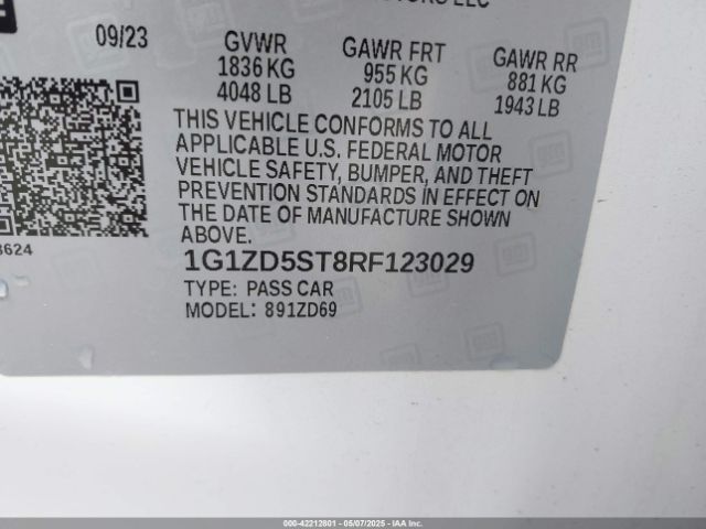 1G1ZD5ST8RF123029 Chevrolet Malibu Fwd 1lt