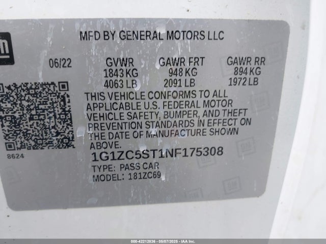 1G1ZC5ST1NF175308 Chevrolet lfv - direct injection, variable valve timing, gen 1 gmna