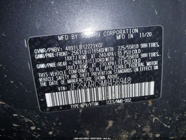 JF2SKARC9MH456948 Subaru Forester Sport