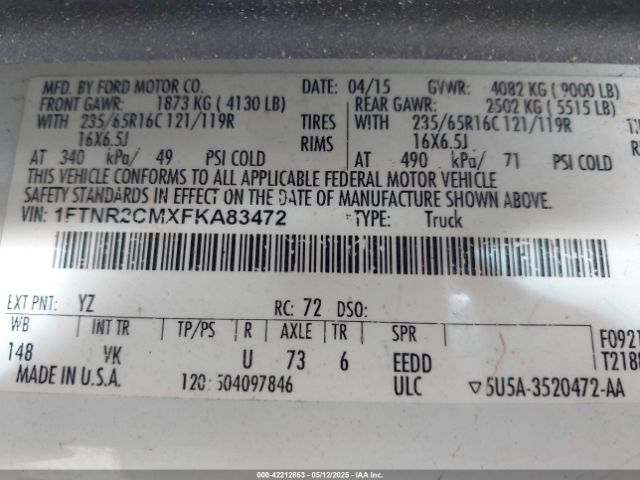 1FTNR2CMXFKA83472 Ford Transit-250