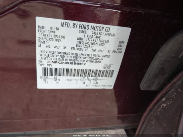 2FMPK3K88JBB48812 Ford Edge Titanium