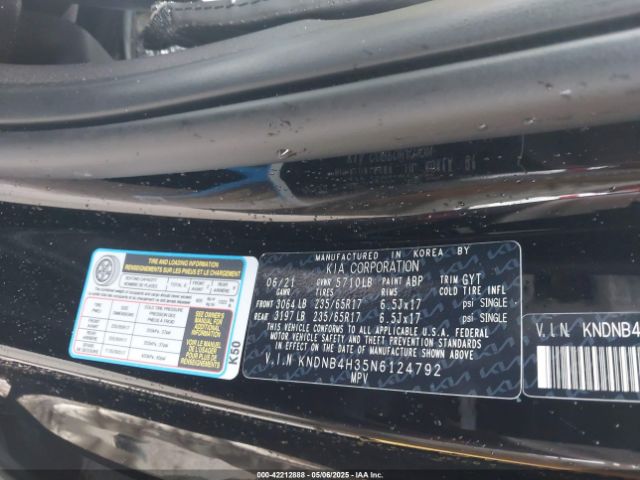 KNDNB4H35N6124792 KIA Carnival Mpv Lx Seat Package