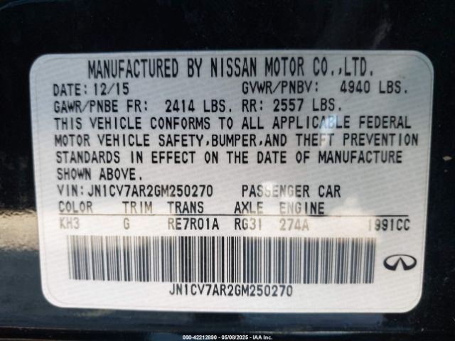 JN1CV7AR2GM250270 Infiniti Q50 2.0t Base/2.0t Premium