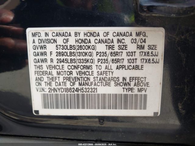 2004 ACURA MDX 2HNYD18624H532321 Photo 8