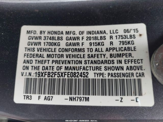 19XFB2F5XFE082452 Honda Civic Lx