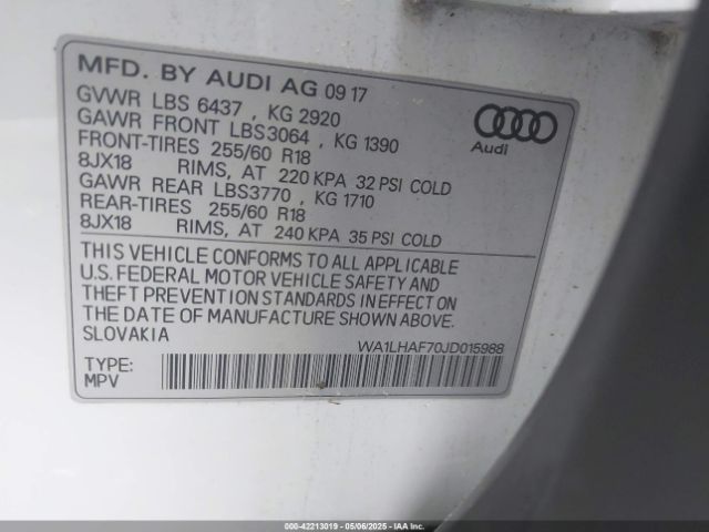WA1LHAF70JD015988 Audi Q7 2.0t Premium