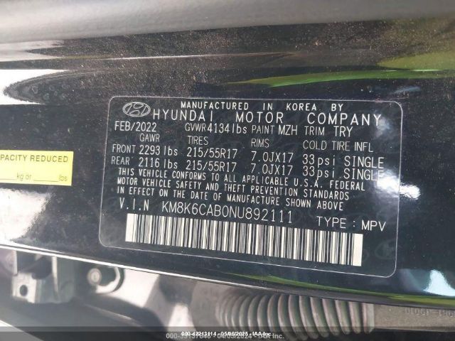 KM8K6CAB0NU892111 Hyundai Kona Sel