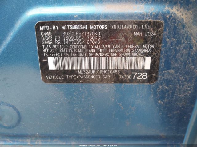 ML32AUHJ1RH010483 Mitsubishi Mirage Es/le