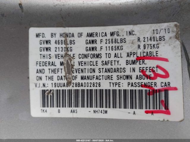 2011 ACURA TL 19UUA8F28BA002826 Photo 8