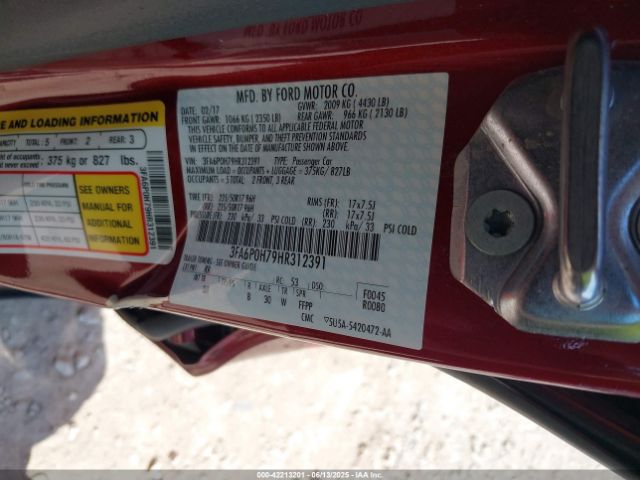 2017 FORD FUSION 3FA6P0H79HR312391 Photo 8