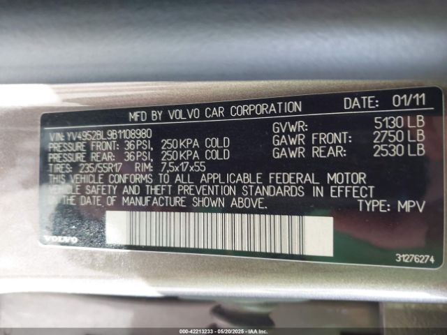 2011 VOLVO XC70 YV4952BL9B1108980 Photo 8