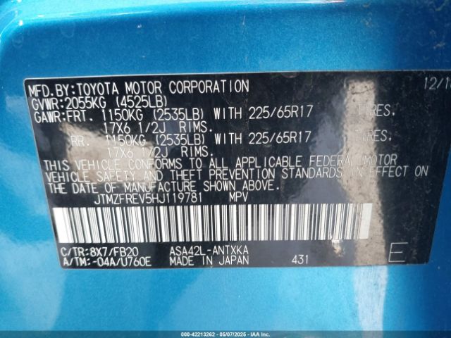 JTMZFREV5HJ119781 Toyota RAV4 LE