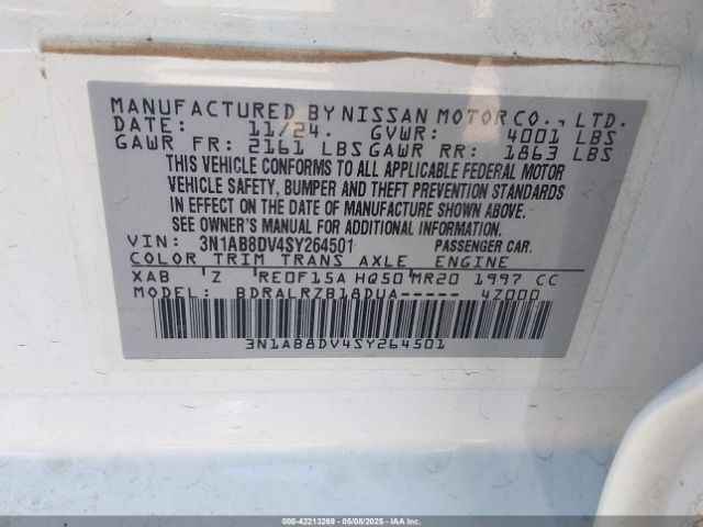 3N1AB8DV4SY264501 Nissan SENTRA SR