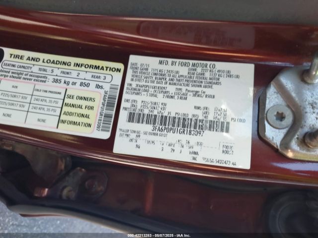 3FA6P0PU1GR183097 Ford Fusion Energi Se Luxury