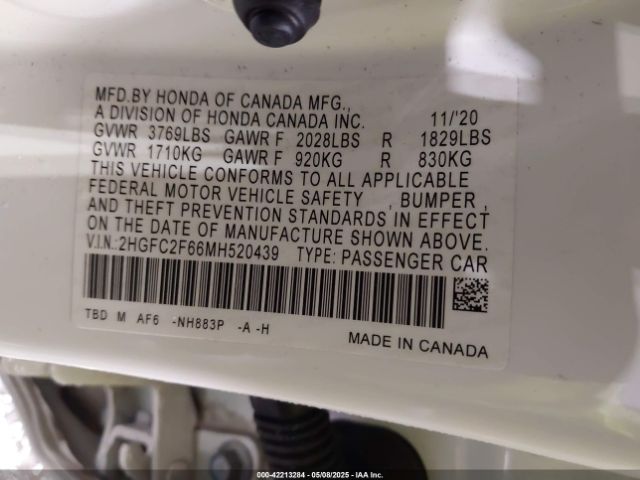 2HGFC2F66MH520439 Honda Civic Lx