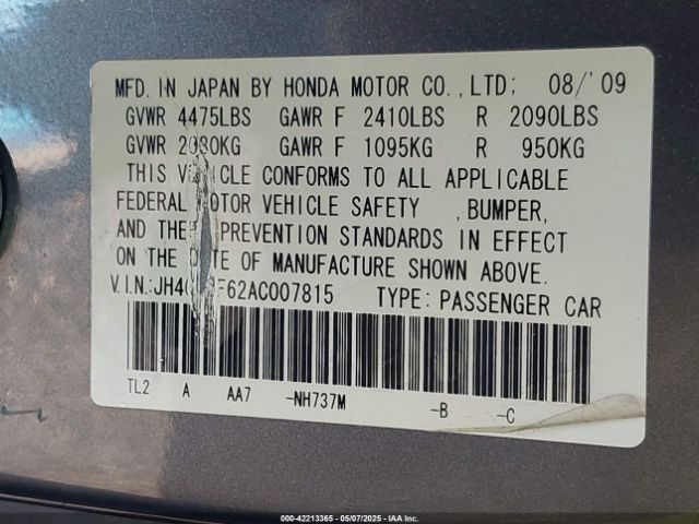 2010 ACURA TSX JH4CU2F62AC007815 Photo 8
