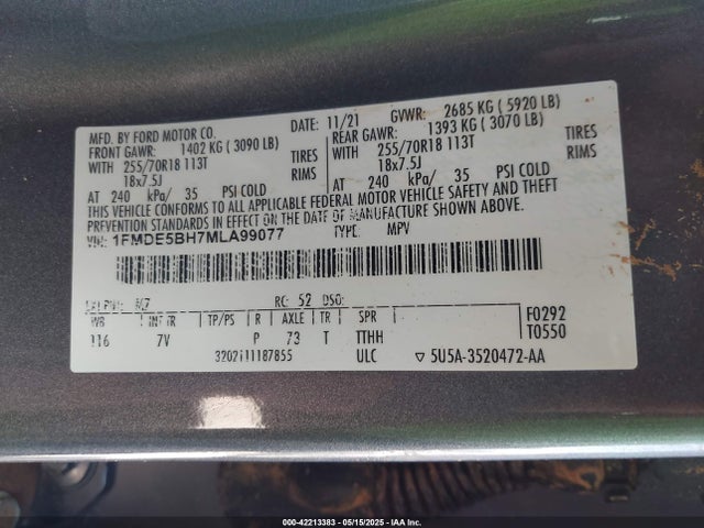 Ford tivct 2021 1FMDE5BH7MLA99077 Image 9