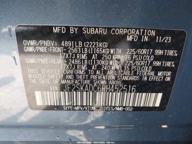 2024 SUBARU FORESTER JF2SKADC6RH452516 Photo 8